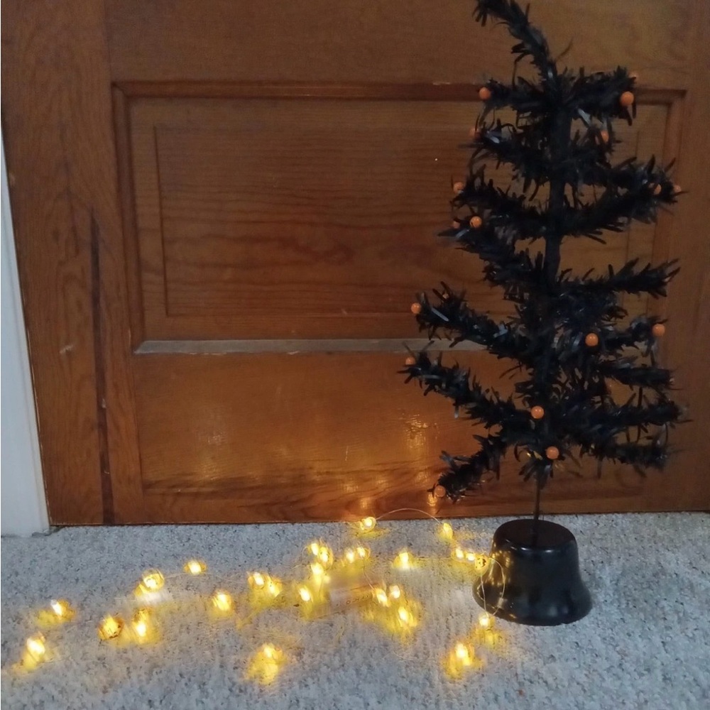 Hallmark Black Halloween Tree with Orange Accents